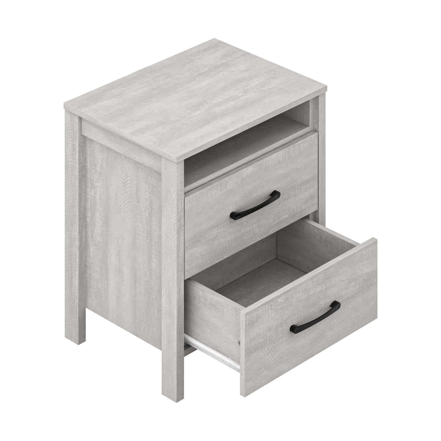Galano Modern 2-Drawer Nightstand with Open Storage 20.9" W × 15.7" D × 22.7" H