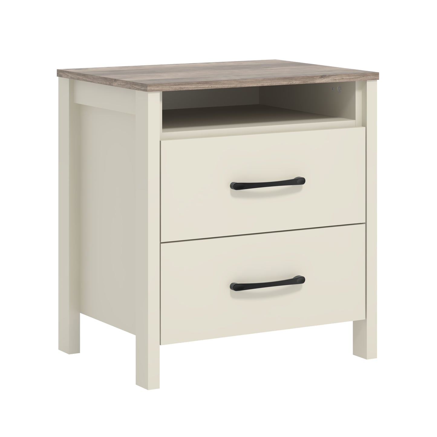 Galano Modern 2-Drawer Nightstand with Open Storage 20.9" W × 15.7" D × 22.7" H