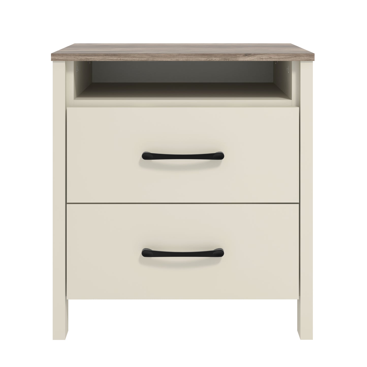 Galano Modern 2-Drawer Nightstand with Open Storage 20.9" W × 15.7" D × 22.7" H