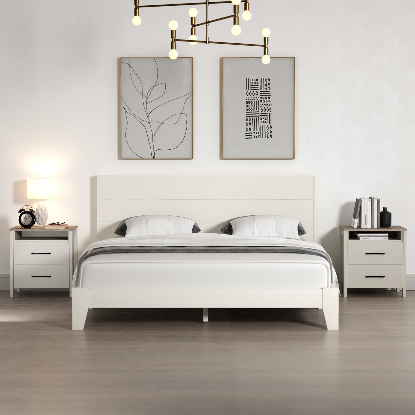 Galano Modern 2-Drawer Nightstand with Open Storage 20.9" W × 15.7" D × 22.7" H
