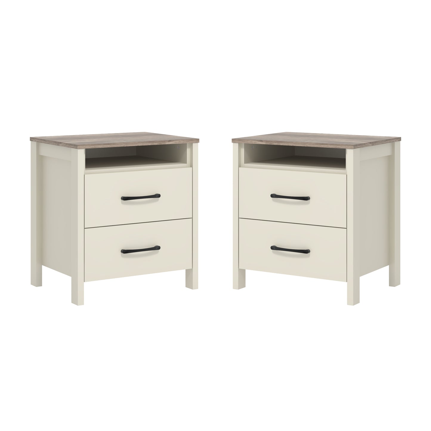 Galano Modern 2-Drawer Nightstand with Open Storage 20.9" W × 15.7" D × 22.7" H