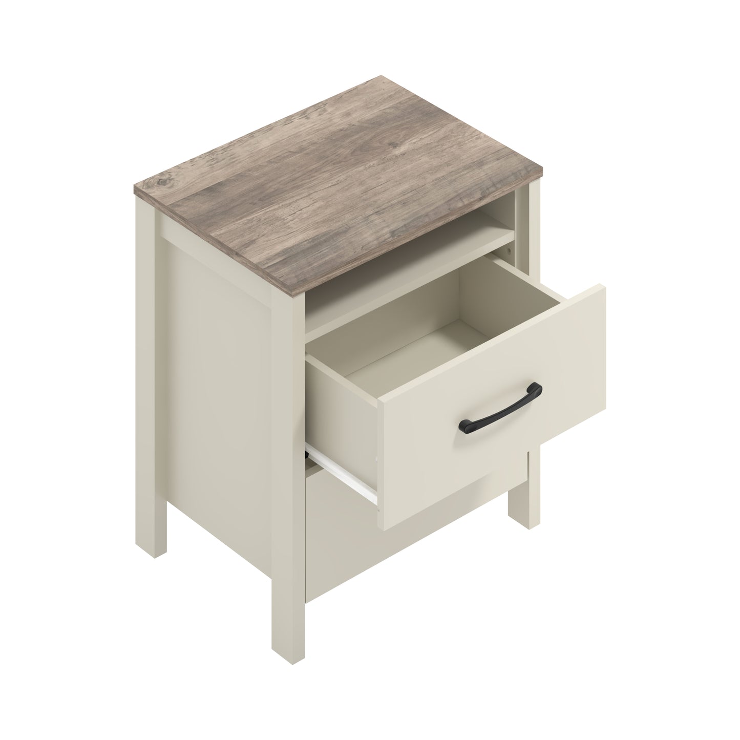 Galano Modern 2-Drawer Nightstand with Open Storage 20.9" W × 15.7" D × 22.7" H