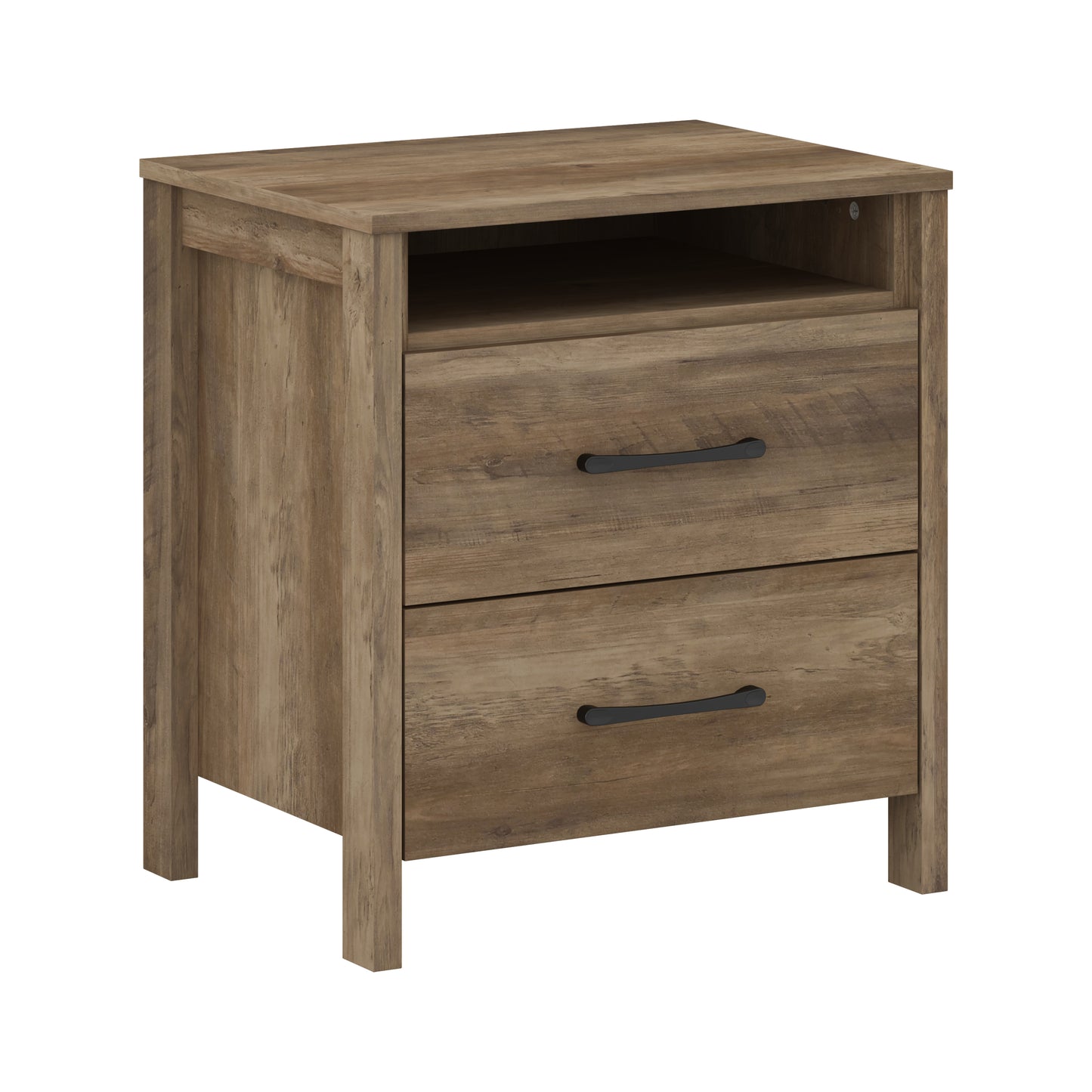 Galano Modern 2-Drawer Nightstand with Open Storage 20.9" W × 15.7" D × 22.7" H