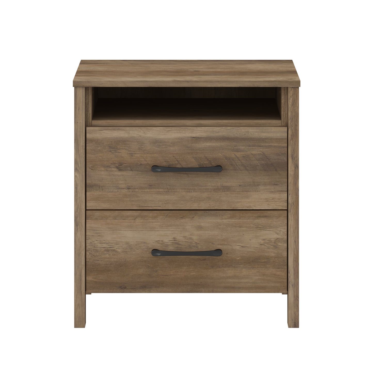 Galano Modern 2-Drawer Nightstand with Open Storage 20.9" W × 15.7" D × 22.7" H