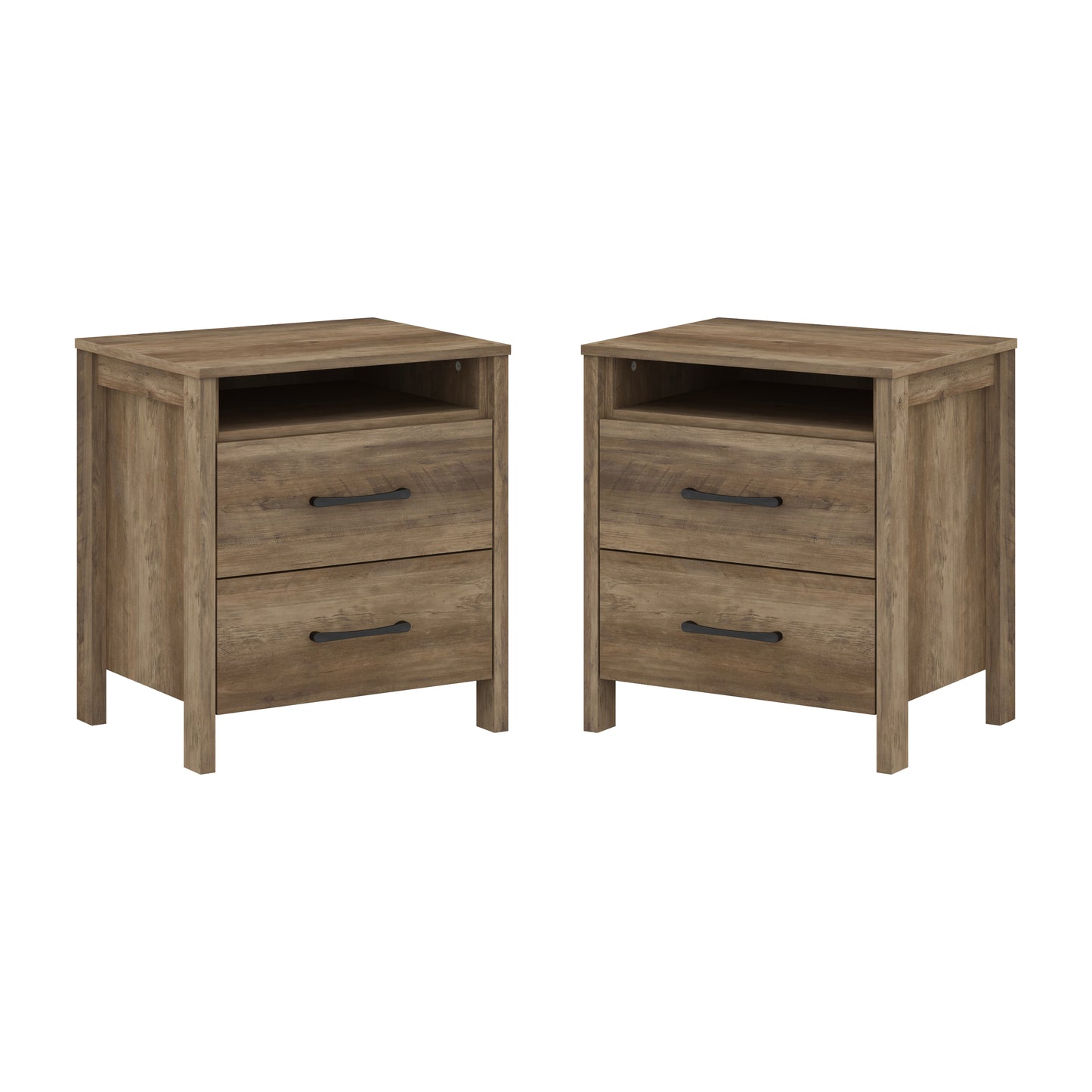 Galano Modern 2-Drawer Nightstand with Open Storage 20.9" W × 15.7" D × 22.7" H