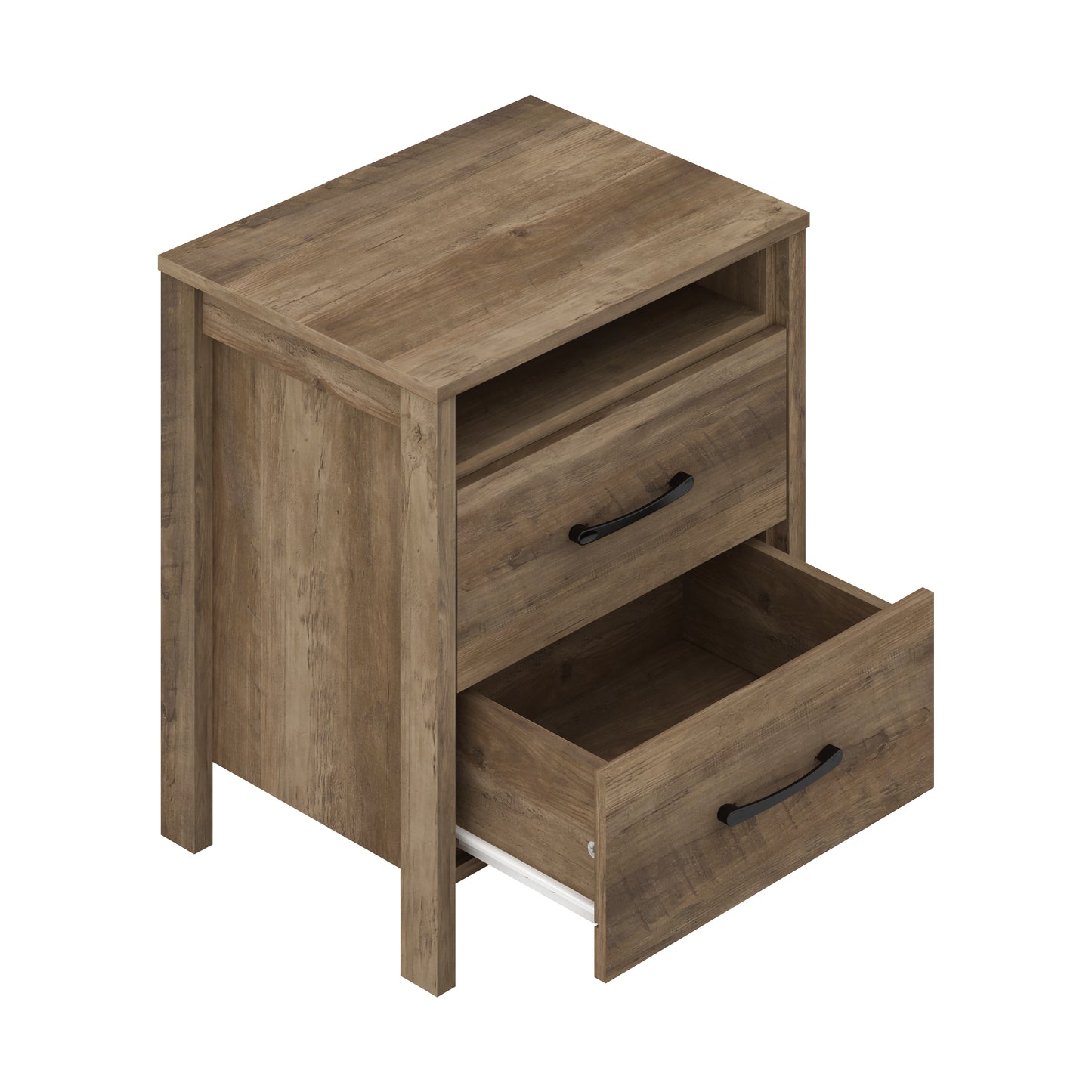 Galano Modern 2-Drawer Nightstand with Open Storage 20.9" W × 15.7" D × 22.7" H