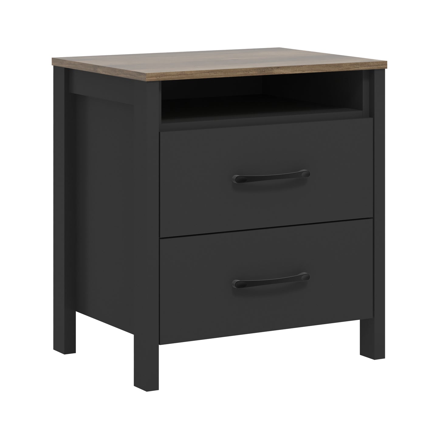 Galano Modern 2-Drawer Nightstand with Open Storage 20.9" W × 15.7" D × 22.7" H