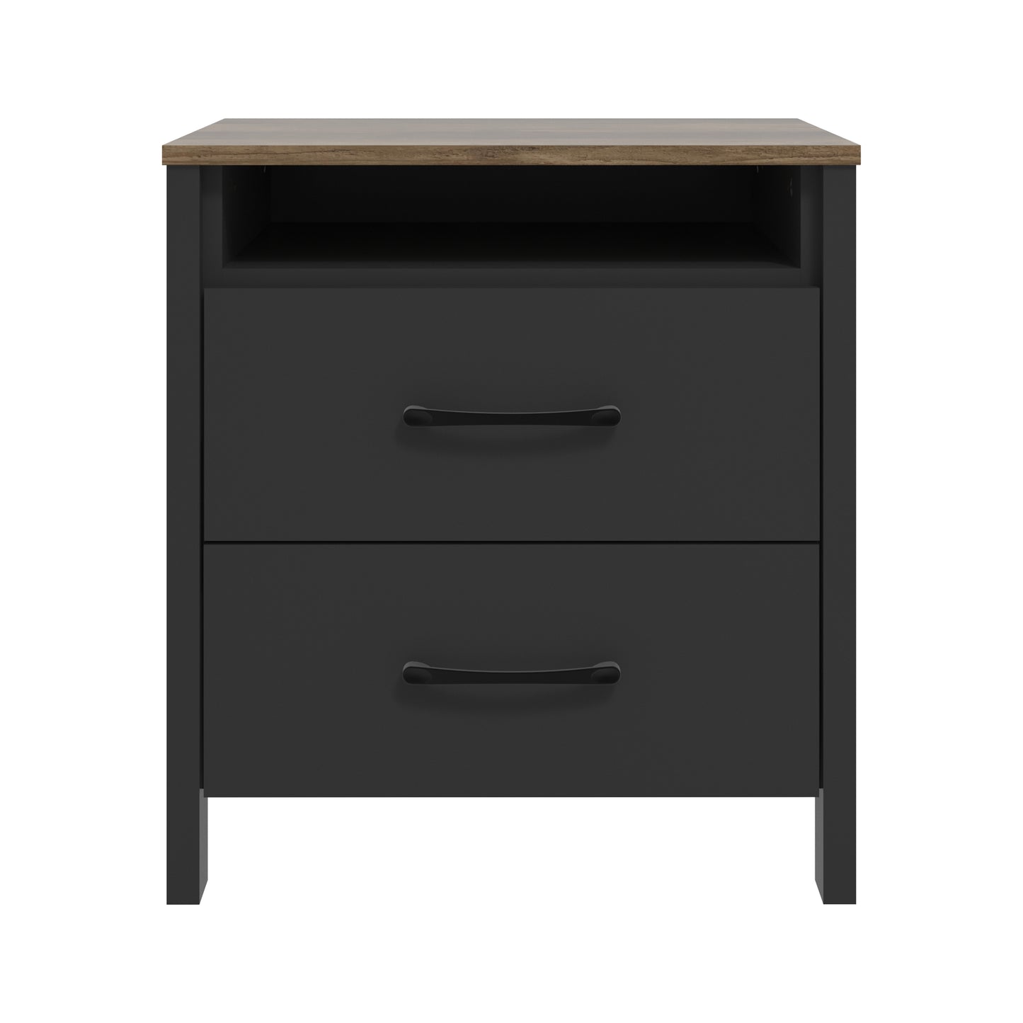 Galano Modern 2-Drawer Nightstand with Open Storage 20.9" W × 15.7" D × 22.7" H
