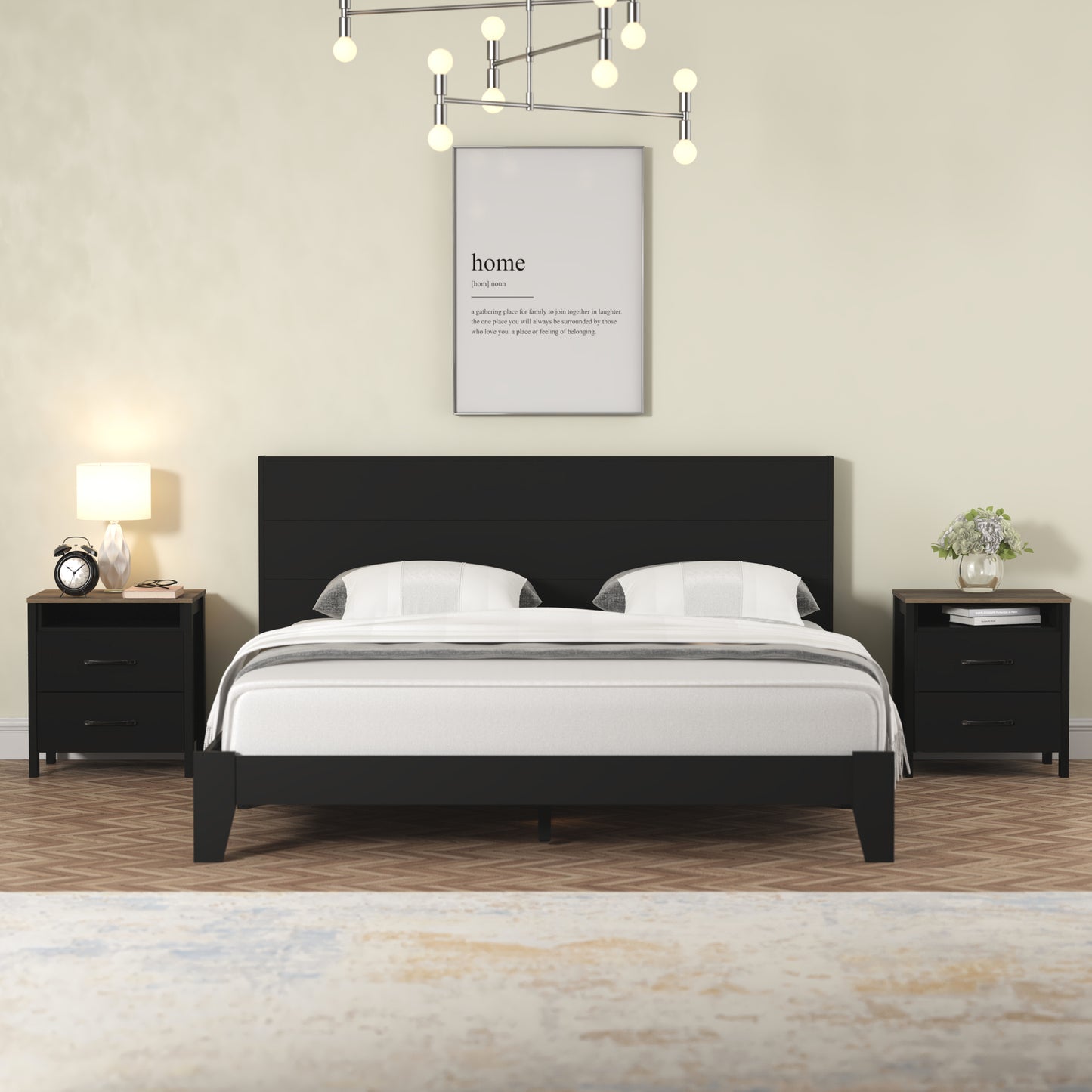 Galano Modern 2-Drawer Nightstand with Open Storage 20.9" W × 15.7" D × 22.7" H