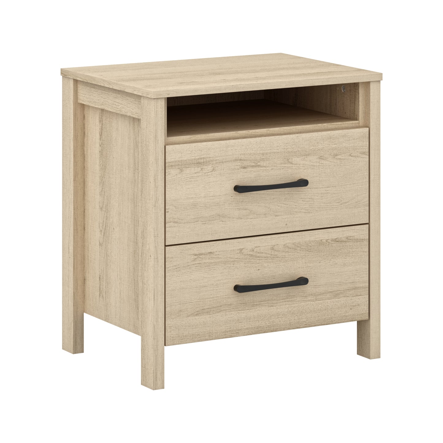 Galano Modern 2-Drawer Nightstand with Open Storage 20.9" W × 15.7" D × 22.7" H