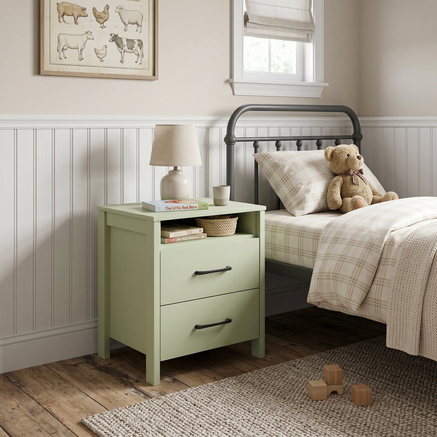Galano Modern 2-Drawer Nightstand with Open Storage 20.9" W × 15.7" D × 22.7" H