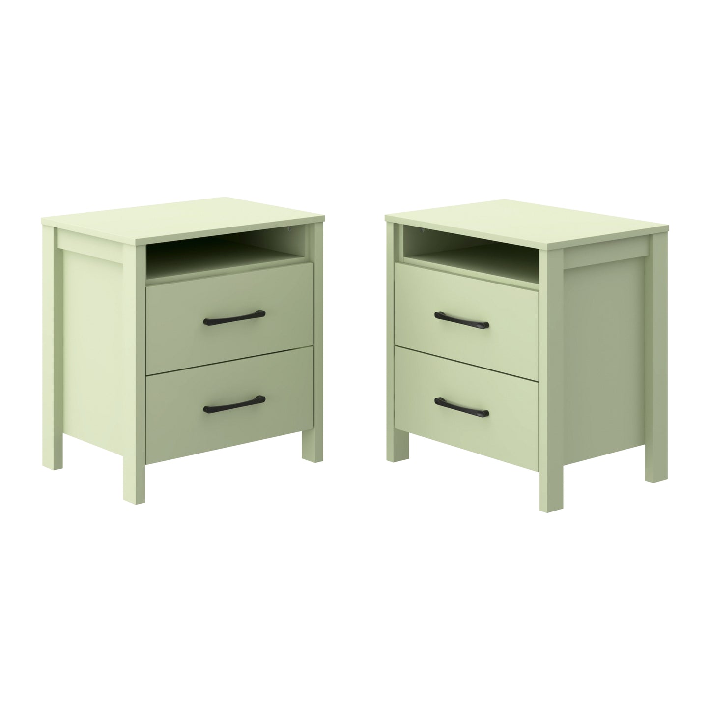 Galano Modern 2-Drawer Nightstand with Open Storage 20.9" W × 15.7" D × 22.7" H