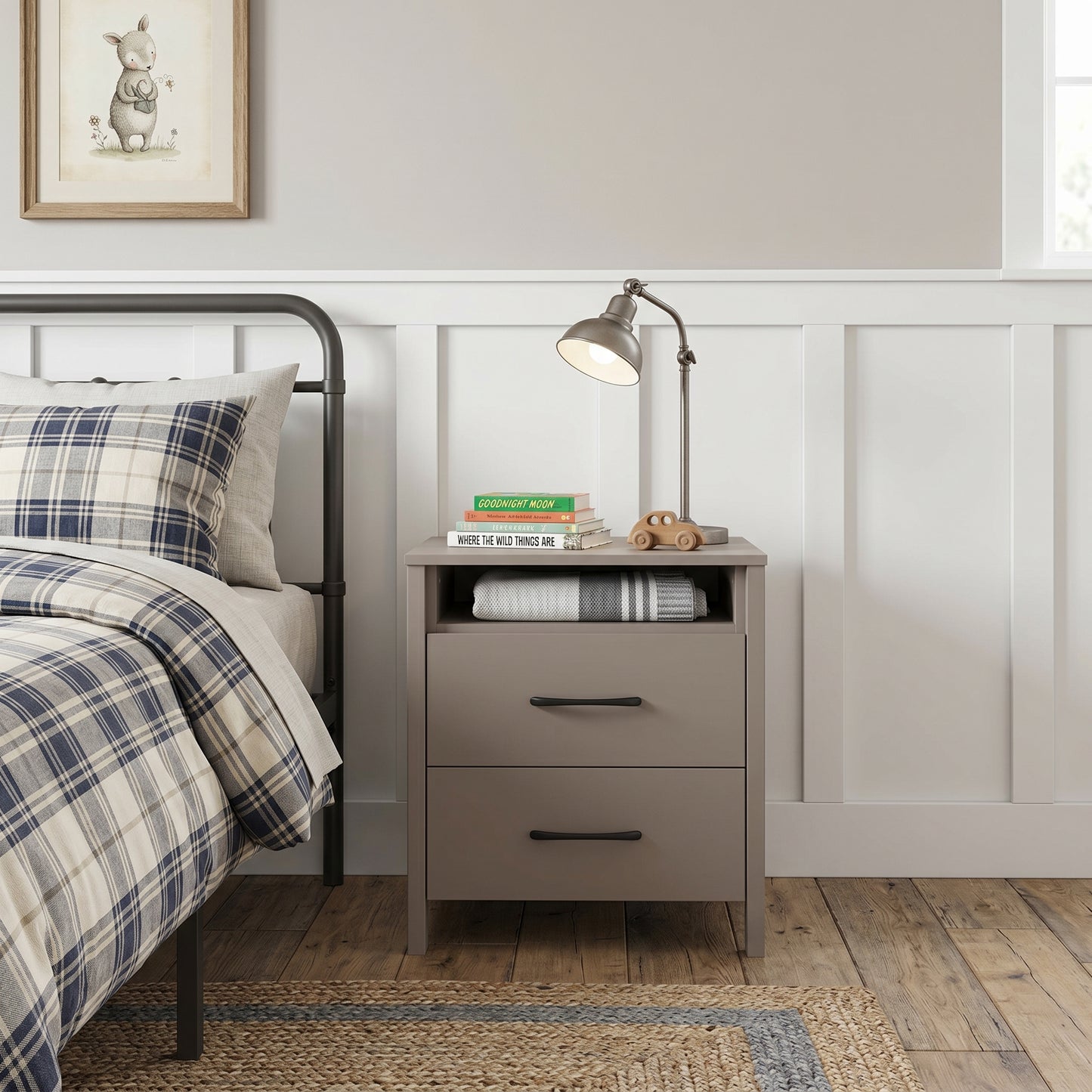 Galano Modern 2-Drawer Nightstand with Open Storage 20.9" W × 15.7" D × 22.7" H
