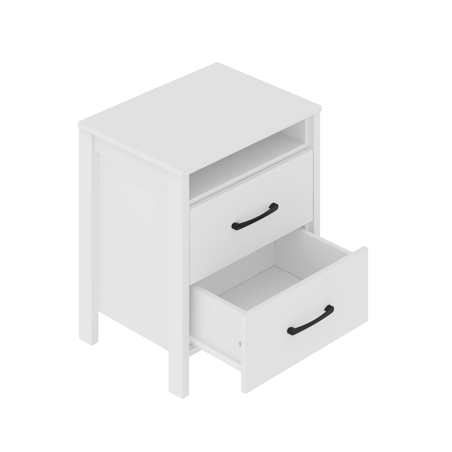 Galano Modern 2-Drawer Nightstand with Open Storage 20.9" W × 15.7" D × 22.7" H