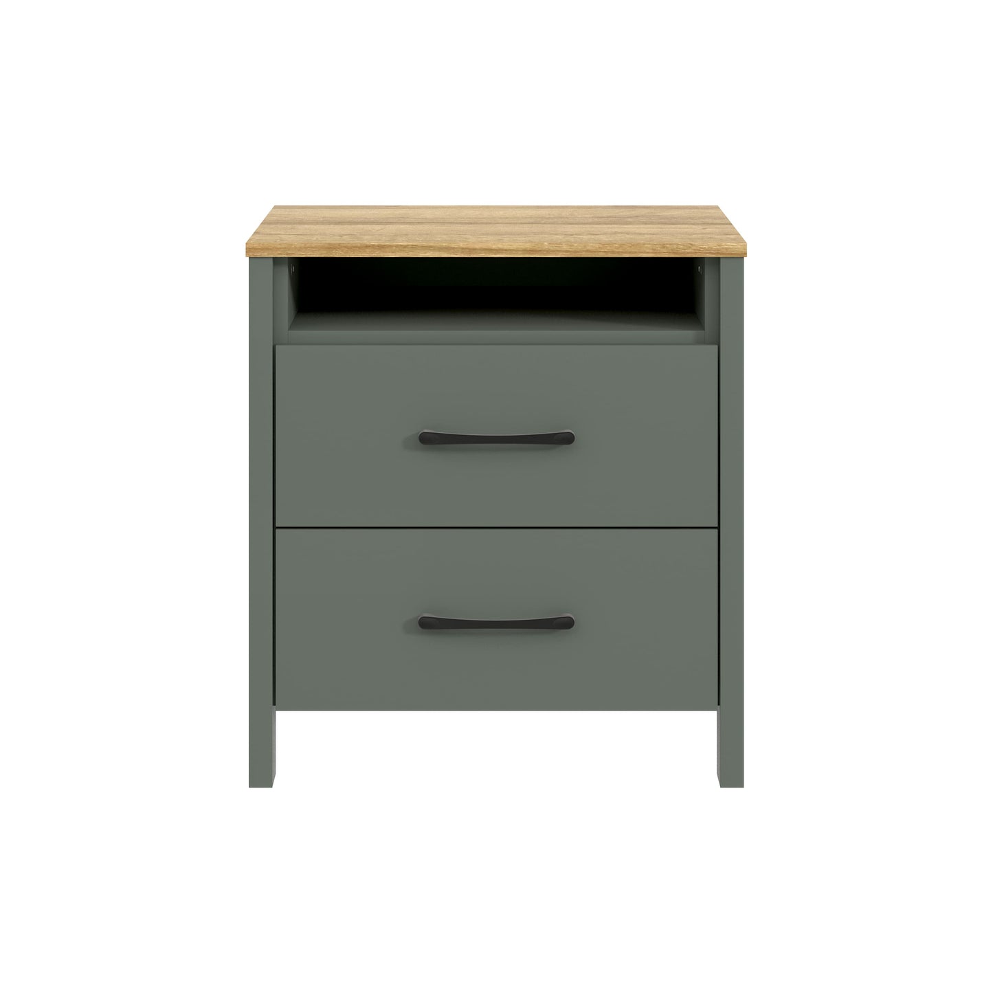 Galano Modern 2-Drawer Nightstand with Open Storage 20.9" W × 15.7" D × 22.7" H