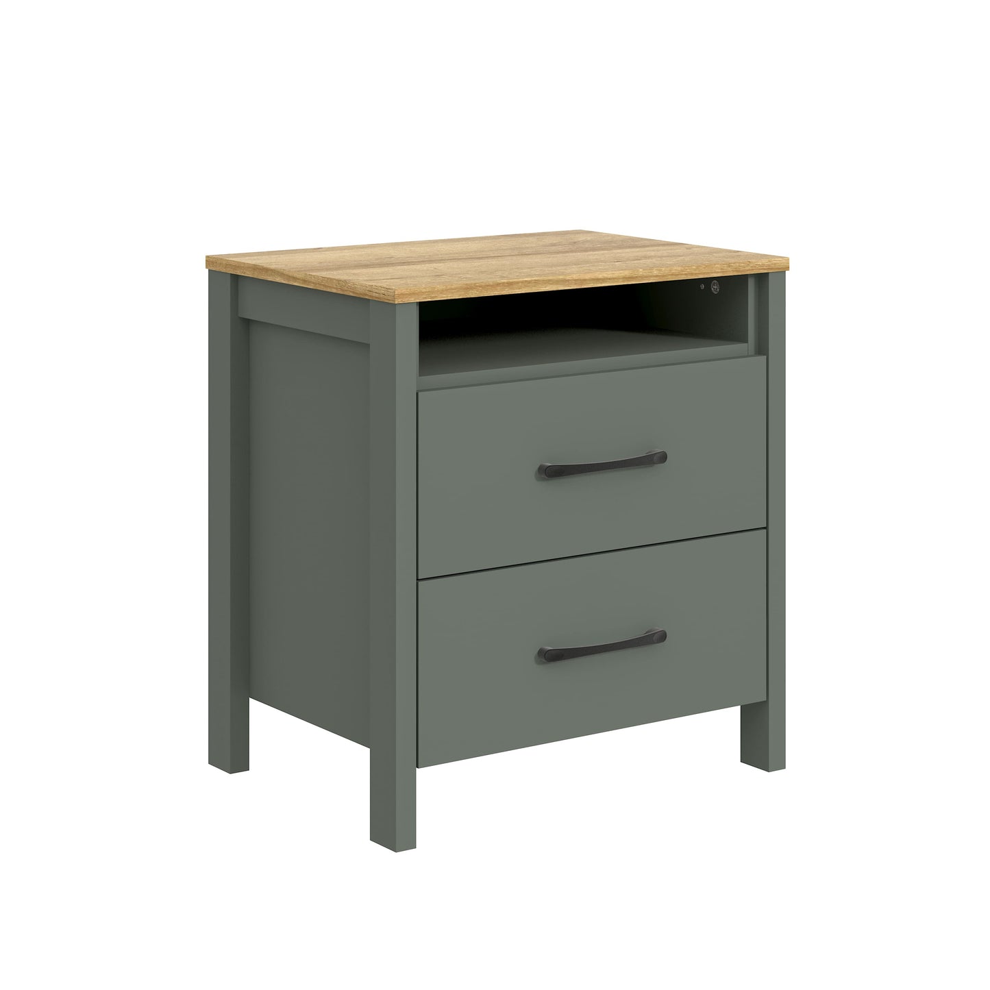 Galano Modern 2-Drawer Nightstand with Open Storage 20.9" W × 15.7" D × 22.7" H
