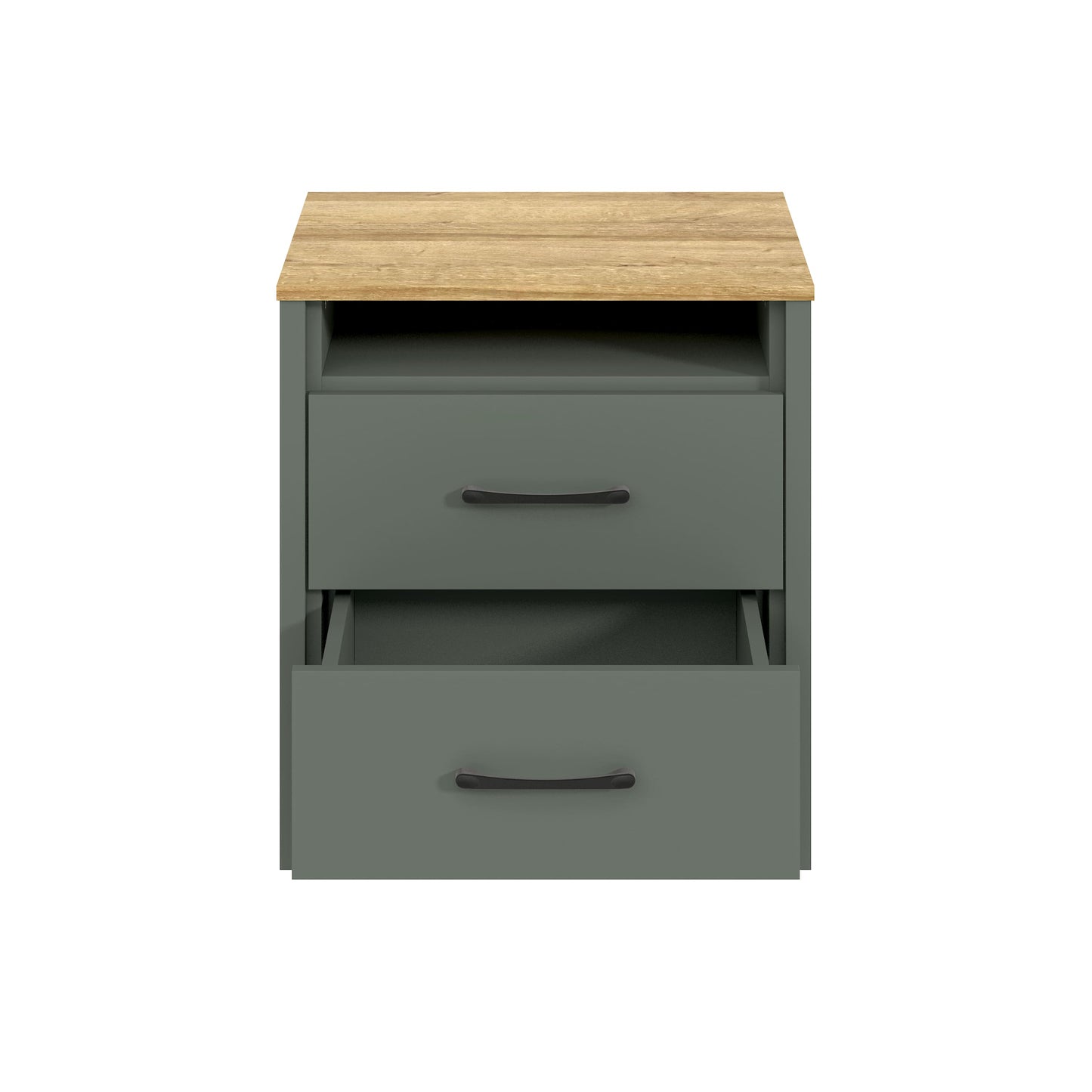 Galano Modern 2-Drawer Nightstand with Open Storage 20.9" W × 15.7" D × 22.7" H