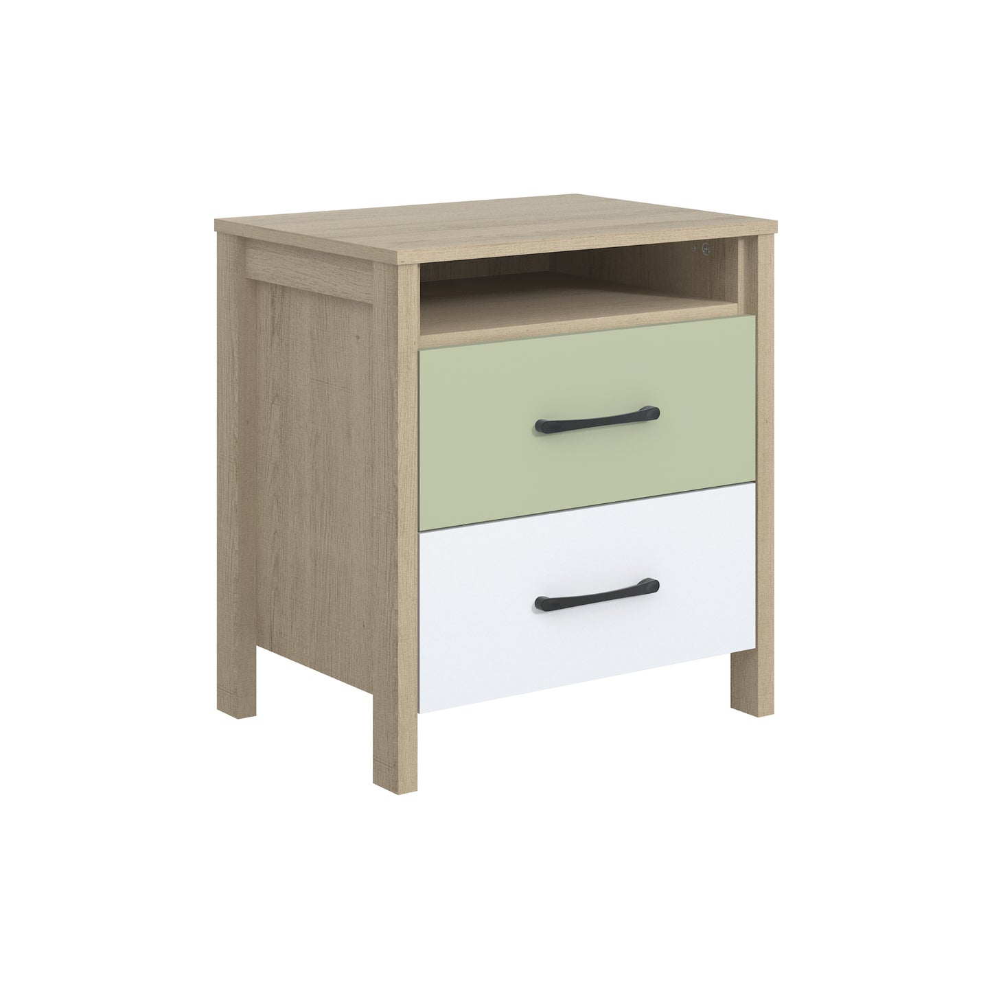 Galano Modern 2-Drawer Nightstand with Open Storage 20.9" W × 15.7" D × 22.7" H