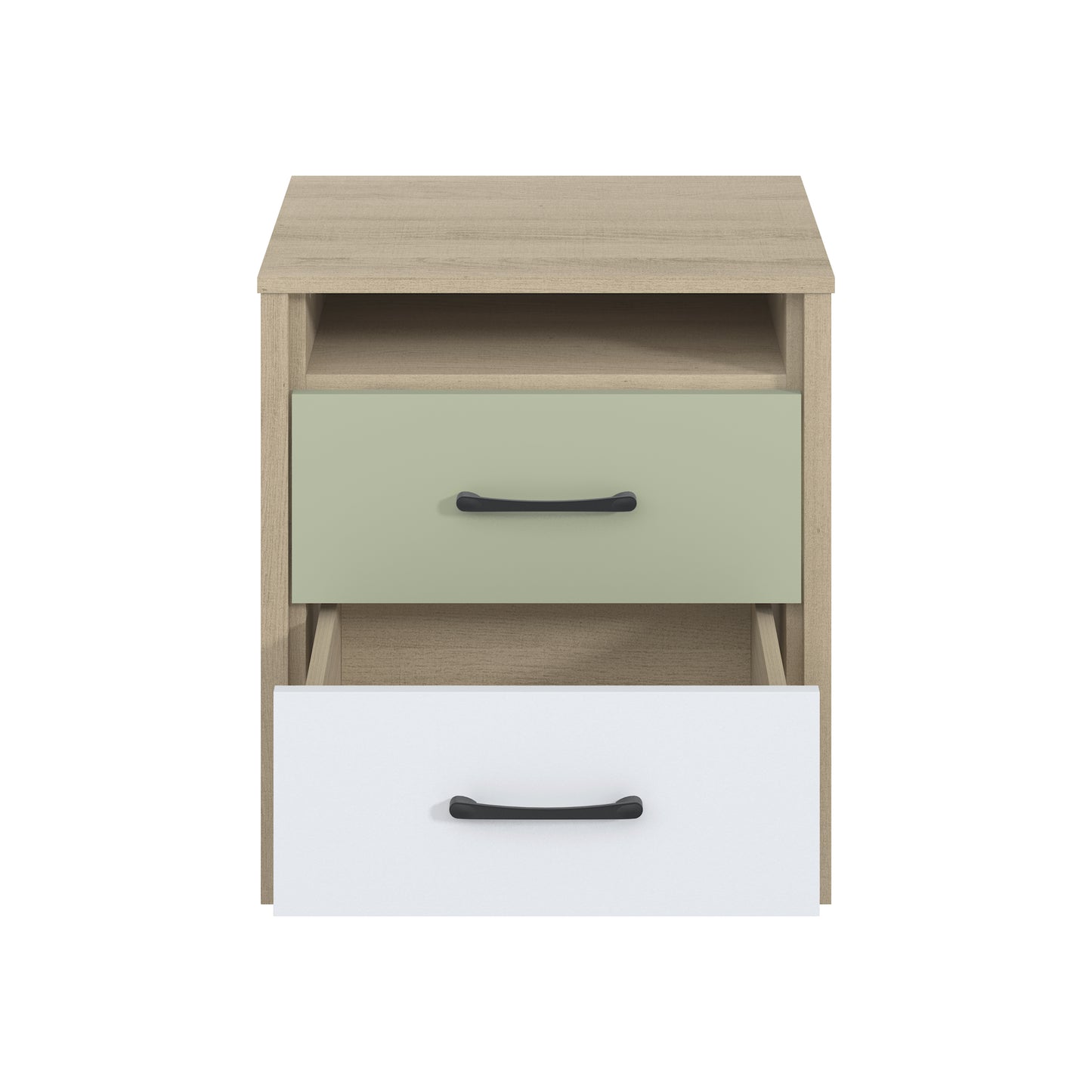 Galano Modern 2-Drawer Nightstand with Open Storage 20.9" W × 15.7" D × 22.7" H