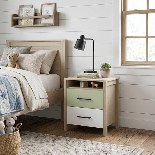 Galano Modern 2-Drawer Nightstand with Open Storage 20.9" W × 15.7" D × 22.7" H