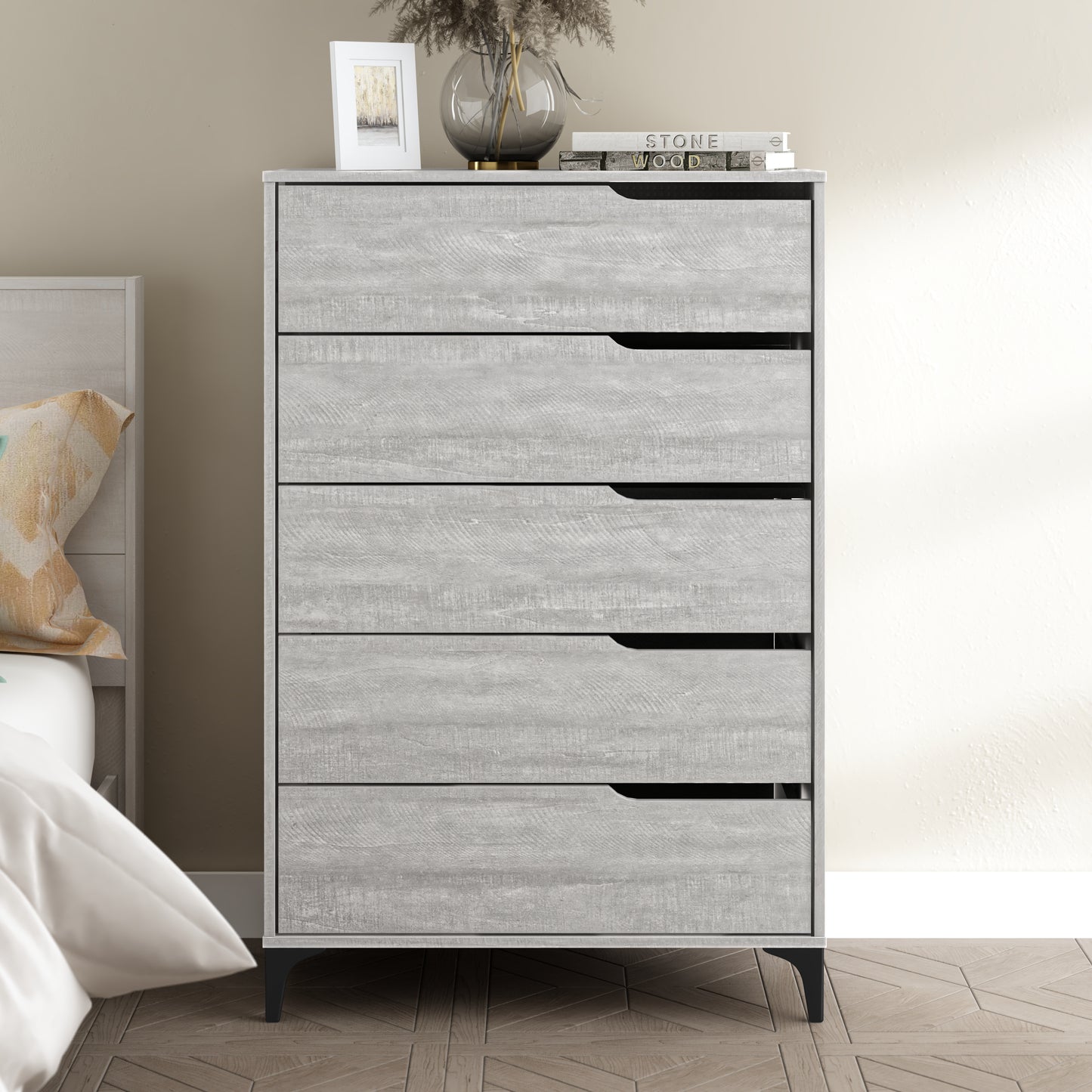 Galano 5-Drawer Dresser with Metal Slides 30.7" W × 15.6" D × 46.4" H