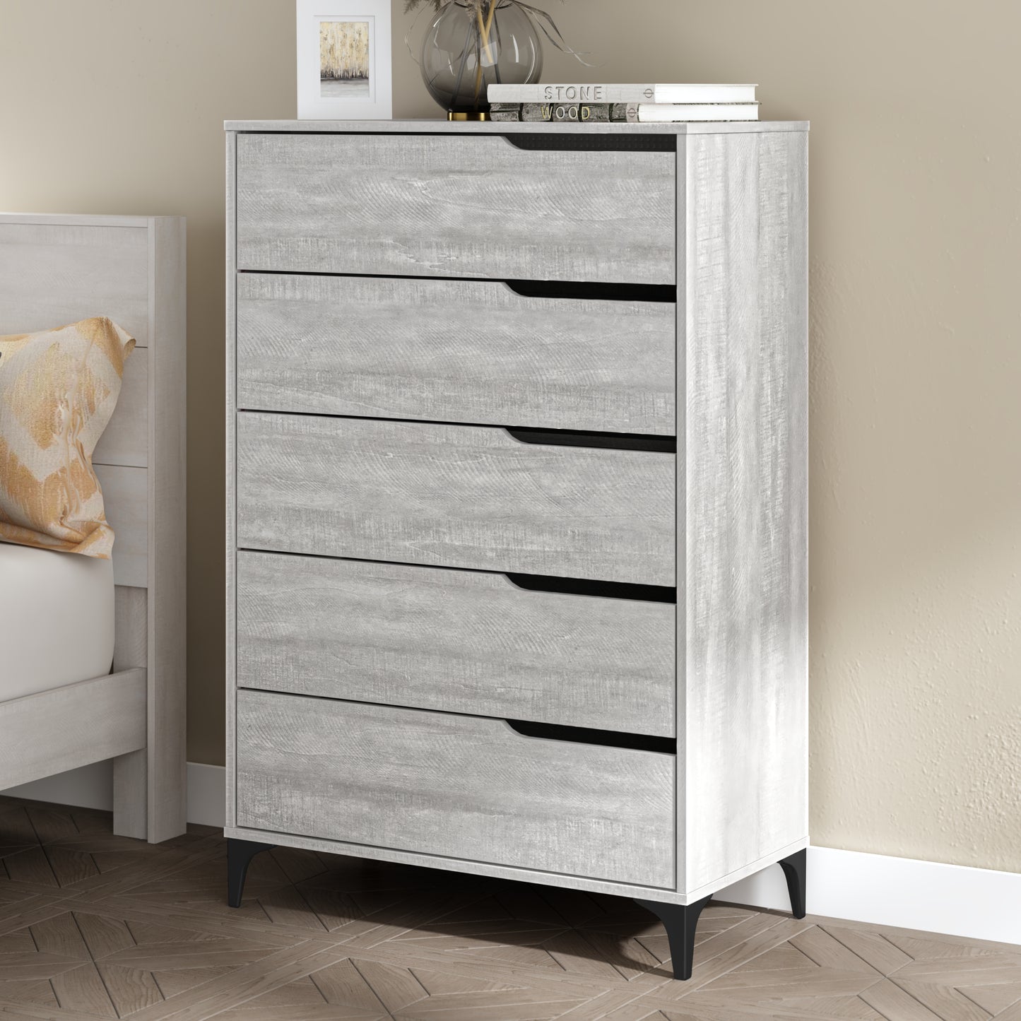 Galano 5-Drawer Dresser with Metal Slides 30.7" W × 15.6" D × 46.4" H