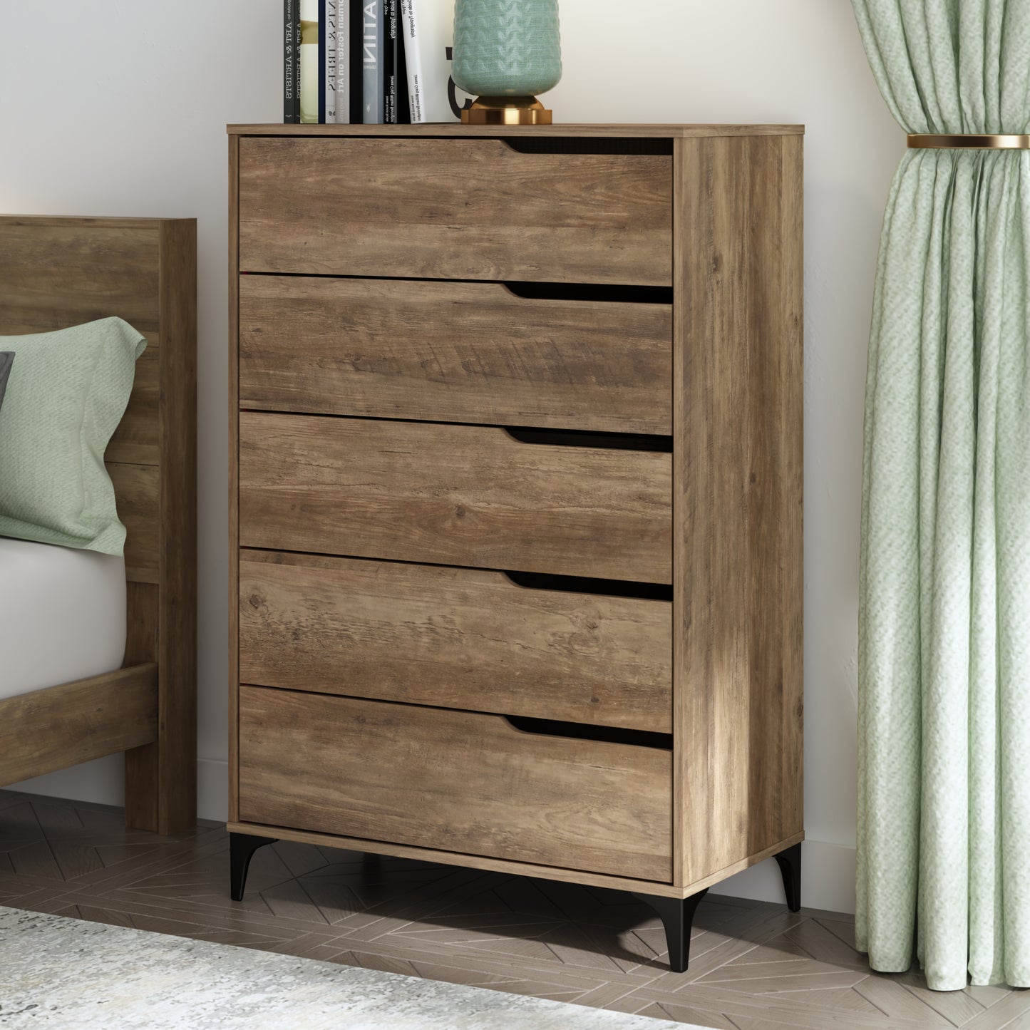 Galano 5-Drawer Dresser with Metal Slides 30.7" W × 15.6" D × 46.4" H