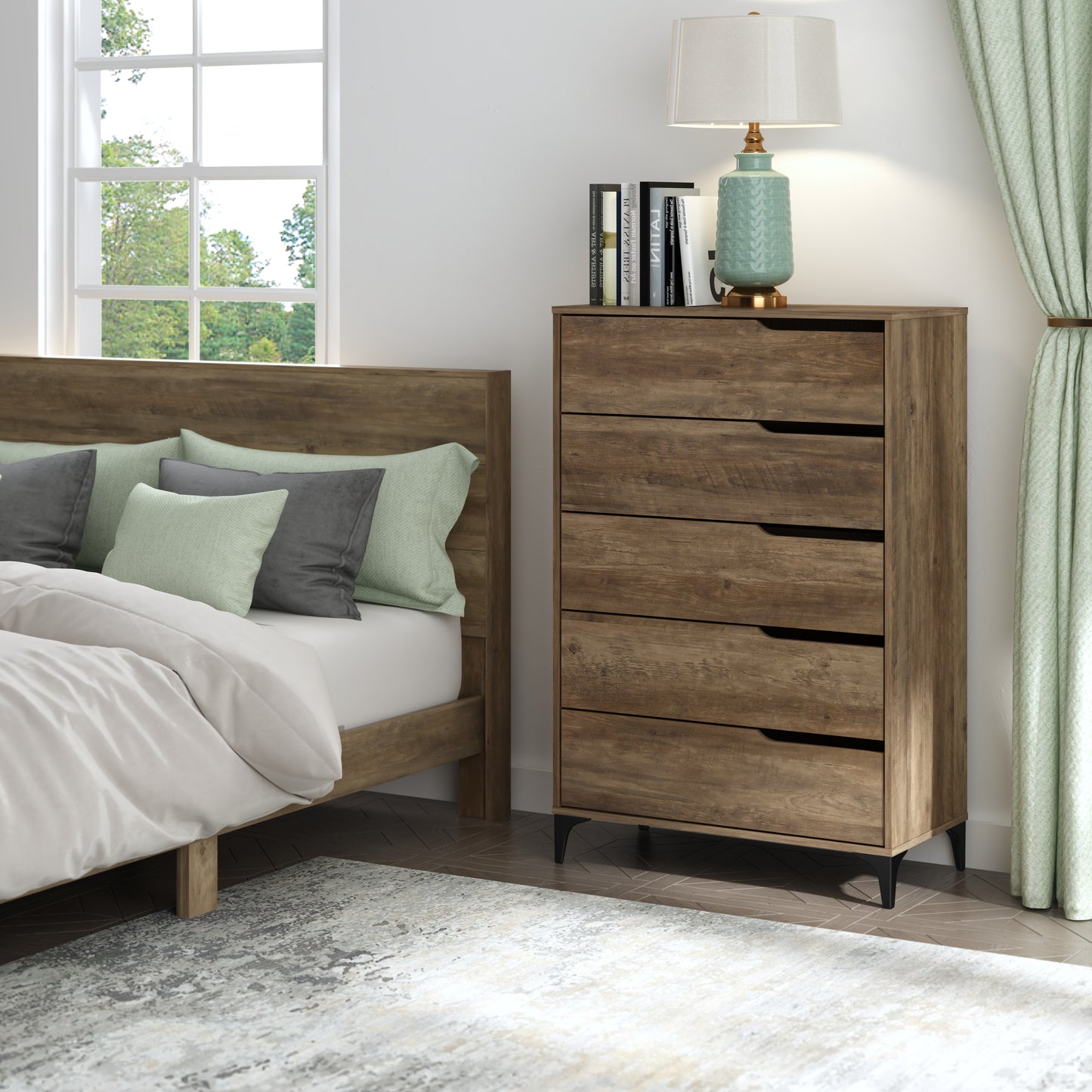 Galano 5-Drawer Dresser with Metal Slides 30.7" W × 15.6" D × 46.4" H