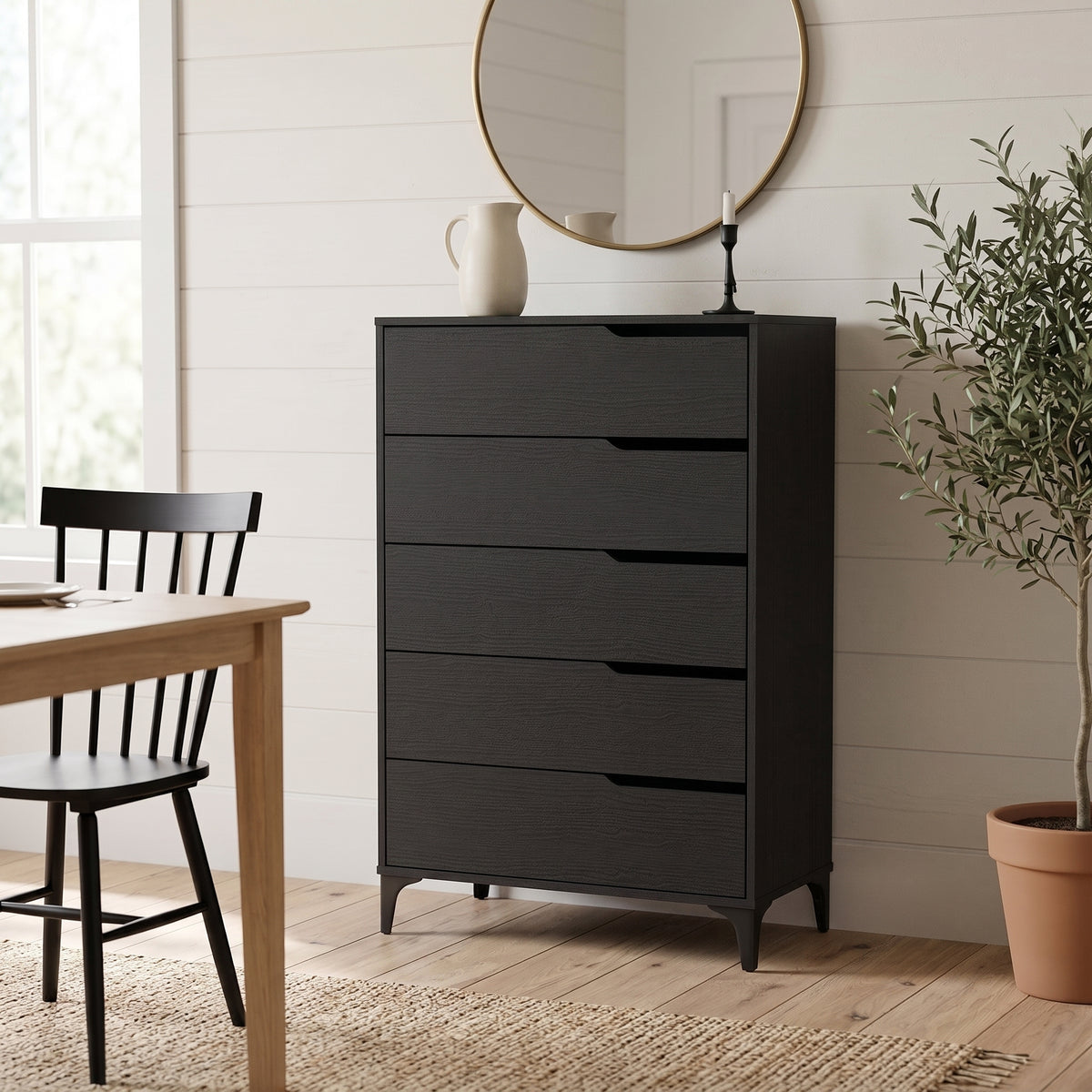 Galano Modern 5-Drawer Tall Dresser for Bedroom with Interlocking Drawers & Metal Slides, 30.7" W