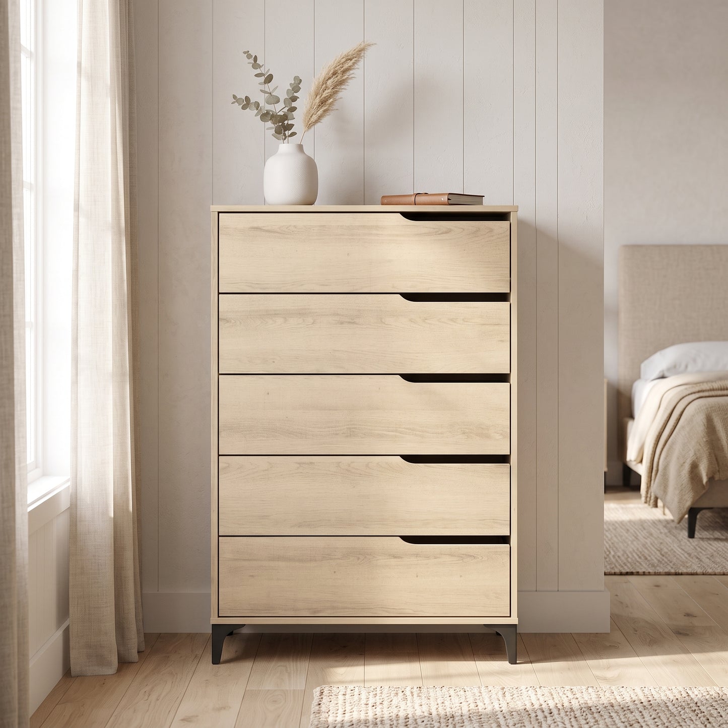 Galano Modern 5-Drawer Tall Dresser for Bedroom with Interlocking Drawers & Metal Slides, 30.7" W