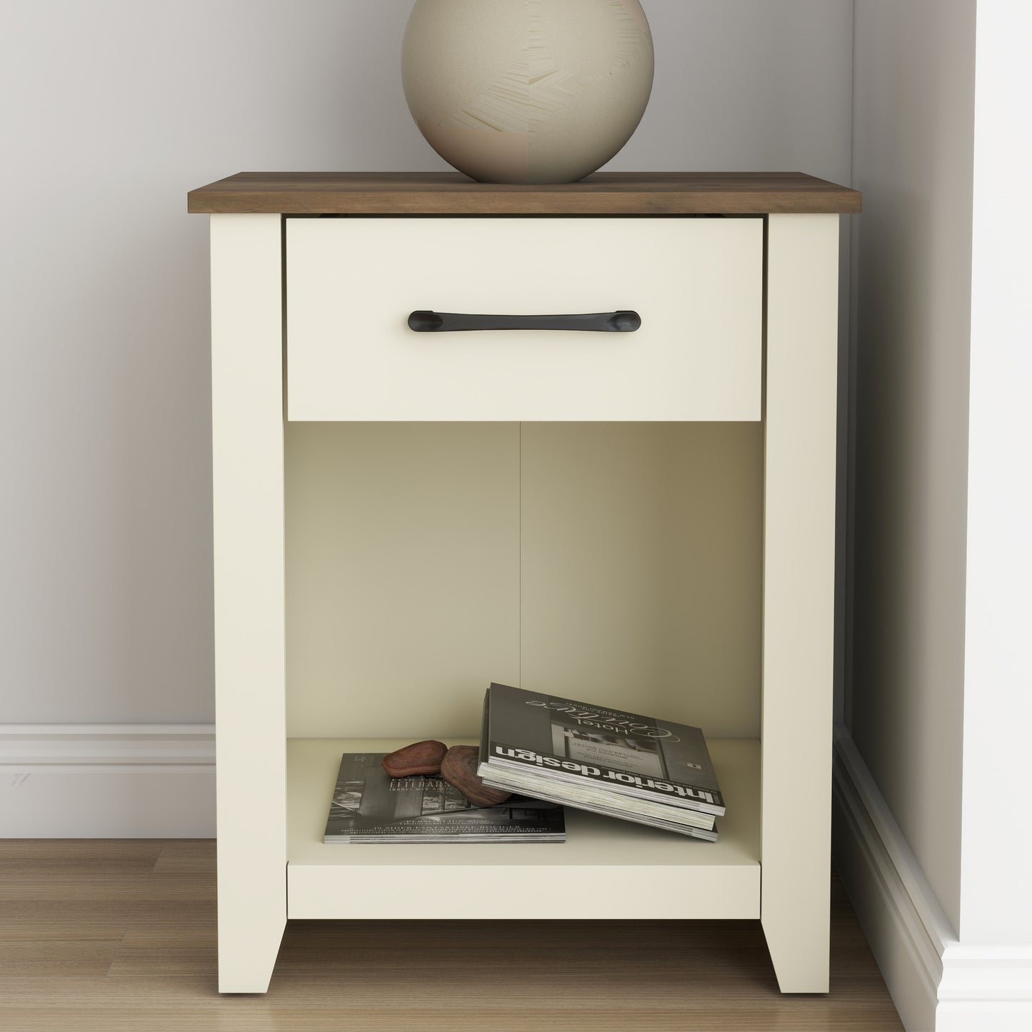 Galano Modern 1-Drawer Nightstand with Open Storage (Set of 2) 18.9" W × 16.5" D × 20.3" H