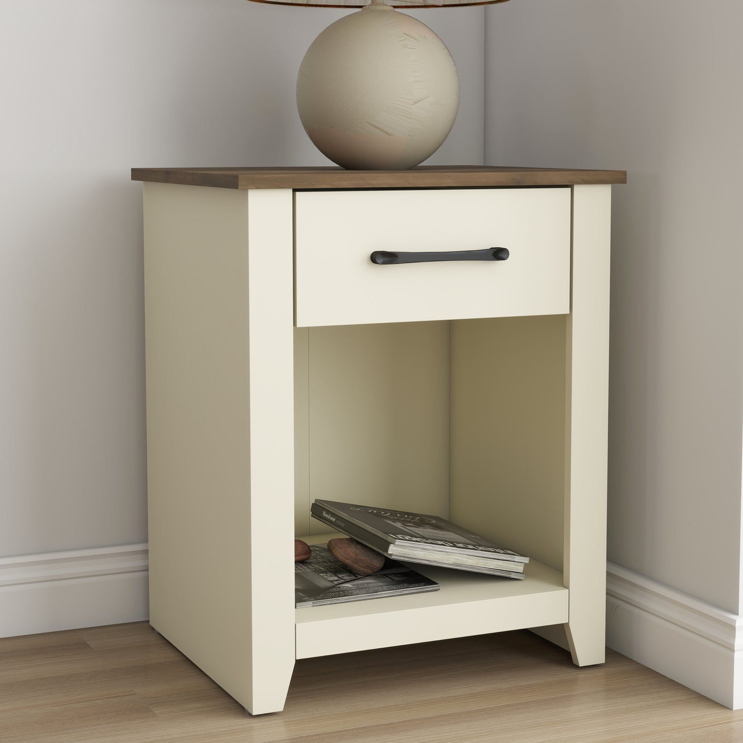 Galano Modern 1-Drawer Nightstand with Open Storage (Set of 2) 18.9" W × 16.5" D × 20.3" H