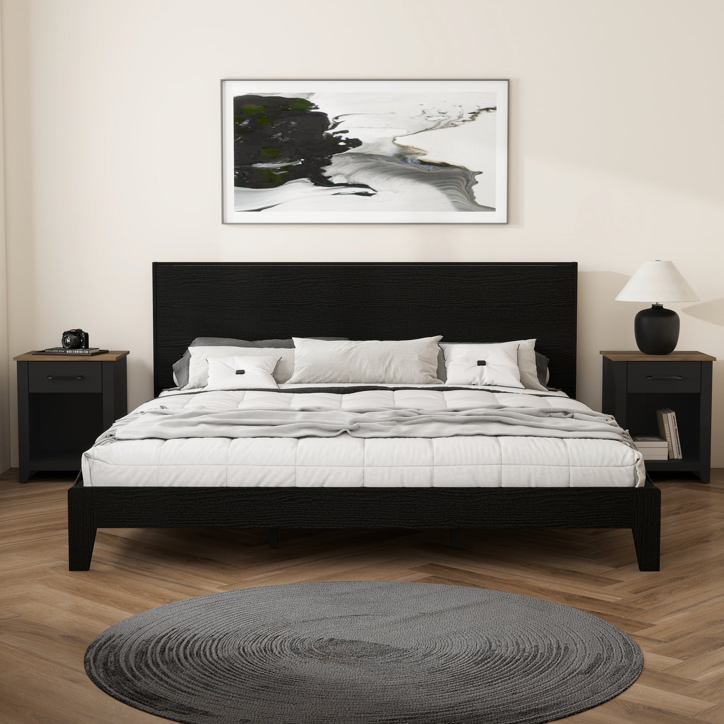Galano Modern 1-Drawer Nightstand with Open Storage (Set of 2) 18.9" W × 16.5" D × 20.3" H