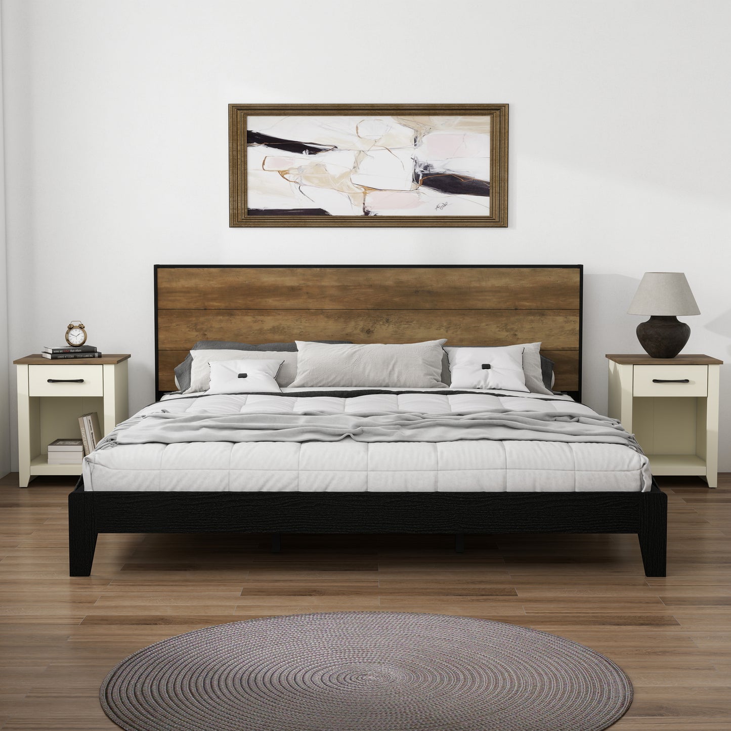 Galano Modern 1-Drawer Nightstand with Open Storage (Set of 2) 18.9" W × 16.5" D × 20.3" H