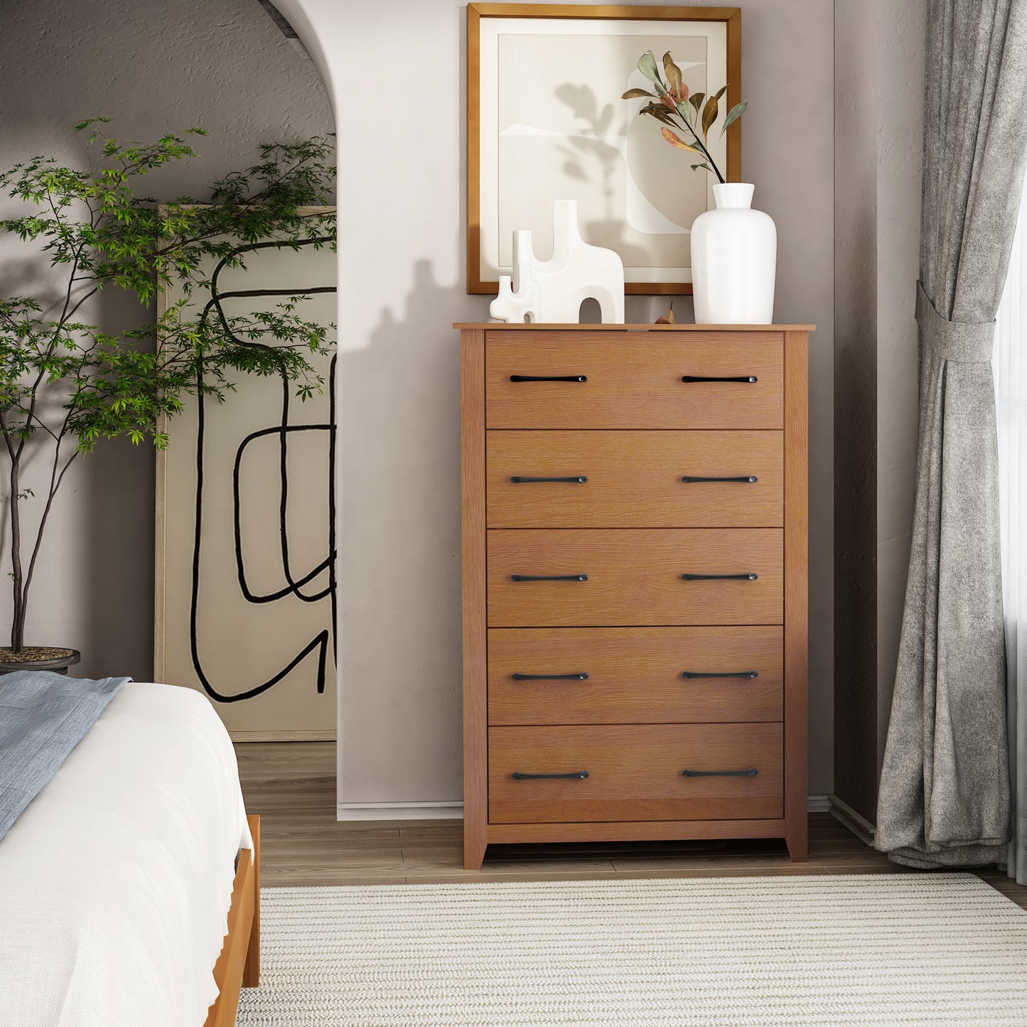 Galano 5-Drawer Dresser with Interlock Safety 31.1" W × 16.3" D × 46.7" H