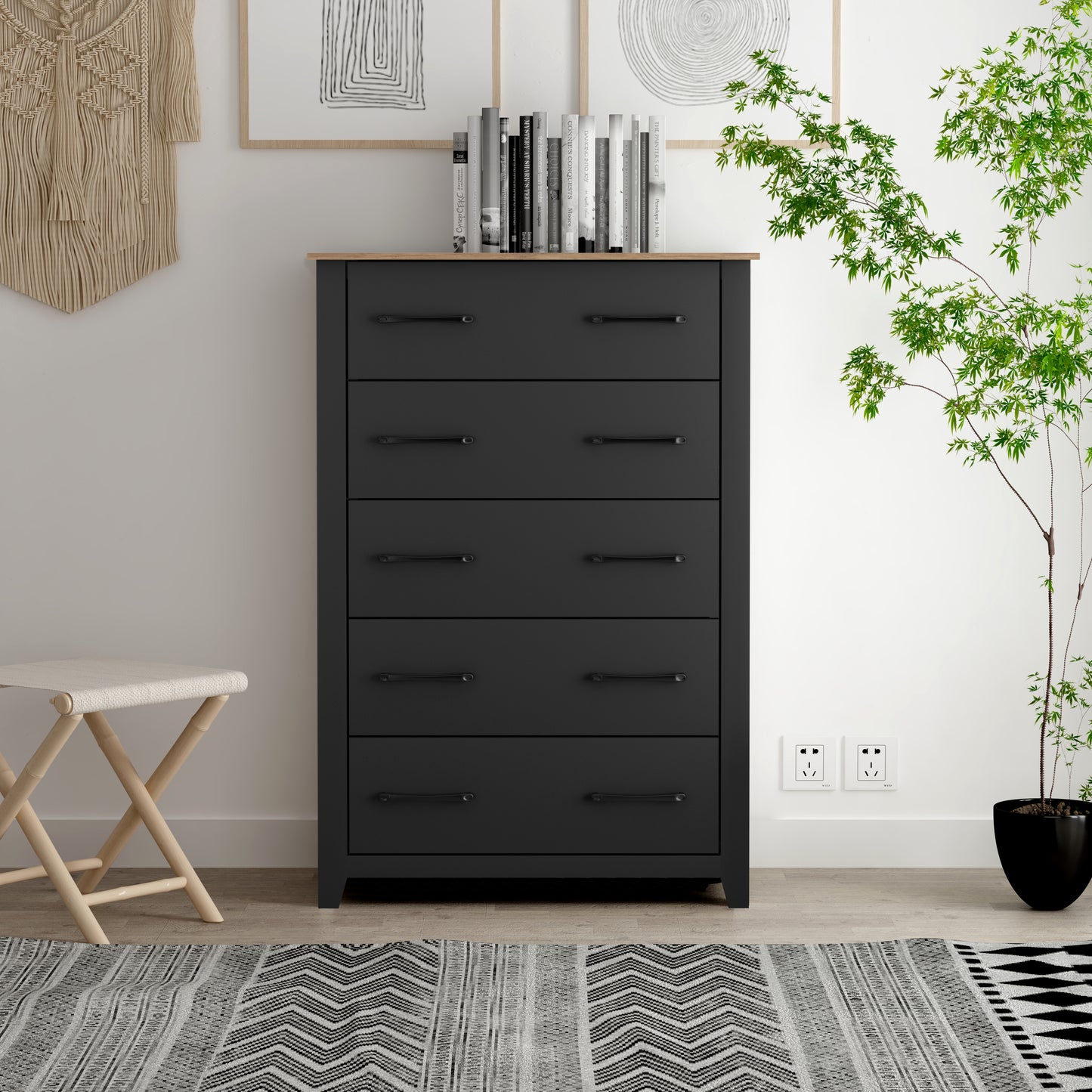 Galano 5-Drawer Dresser with Interlock Safety 31.1" W × 16.3" D × 46.7" H