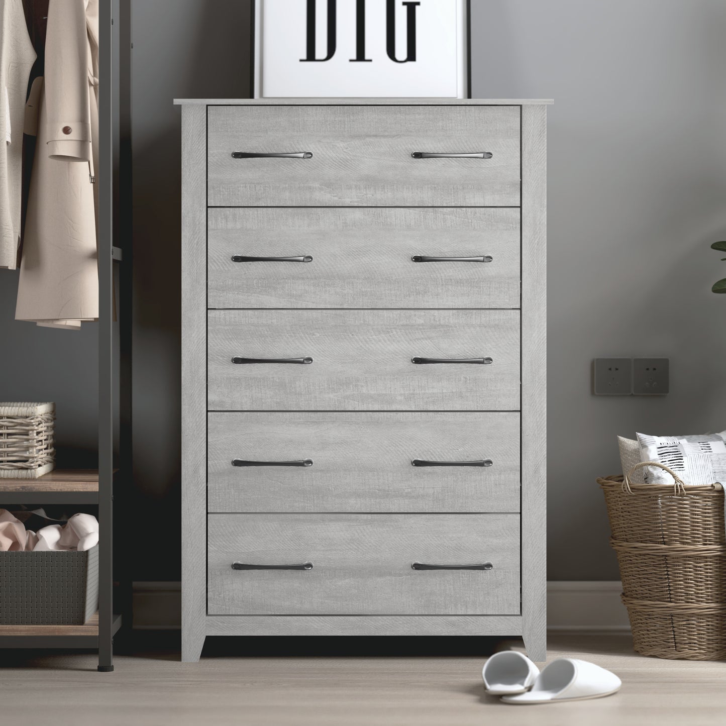 Galano 5-Drawer Dresser with Interlock Safety 31.1" W × 16.3" D × 46.7" H