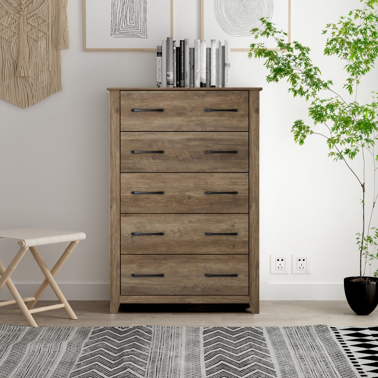 Galano 5-Drawer Dresser with Interlock Safety 31.1" W × 16.3" D × 46.7" H