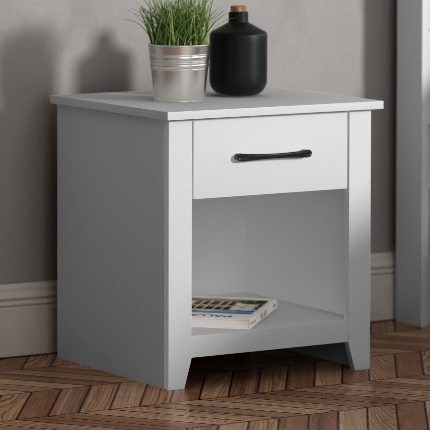 Galano Modern 1-Drawer Nightstand with Open Storage (Set of 2) 18.9" W × 16.5" D × 20.3" H