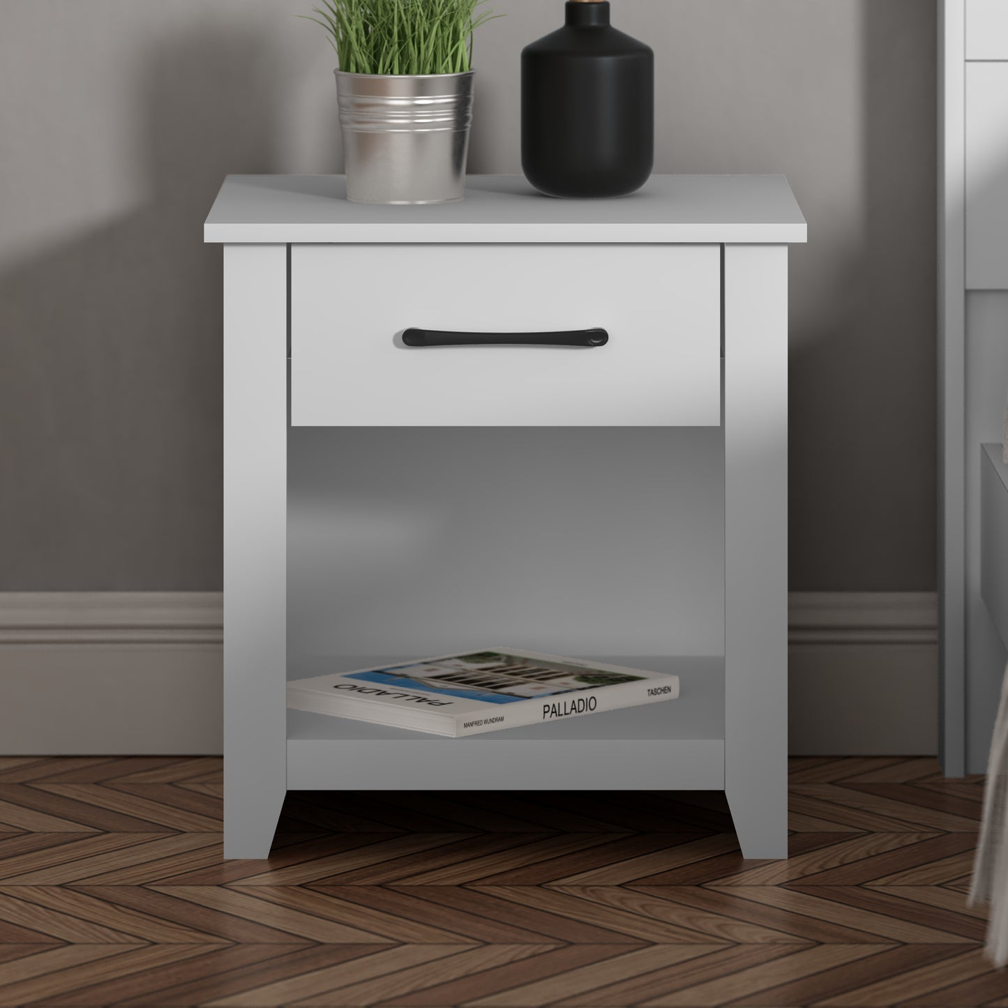 Galano Modern 1-Drawer Nightstand with Open Storage (Set of 2) 18.9" W × 16.5" D × 20.3" H