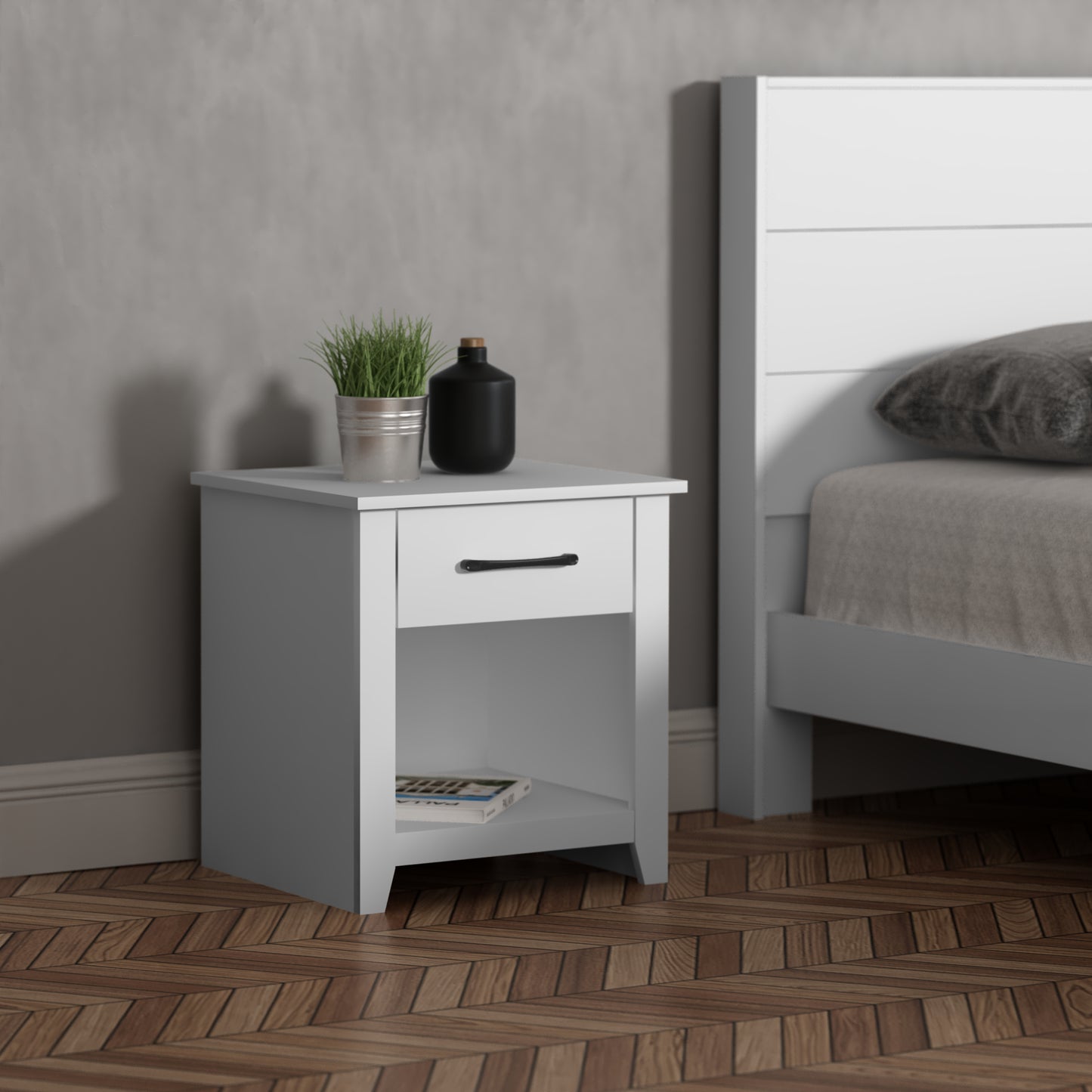 Galano Modern 1-Drawer Nightstand with Open Storage (Set of 2) 18.9" W × 16.5" D × 20.3" H