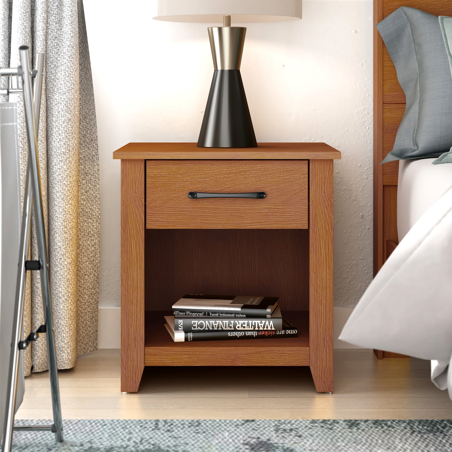 Galano Modern 1-Drawer Nightstand with Open Storage (Set of 2) 18.9" W × 16.5" D × 20.3" H
