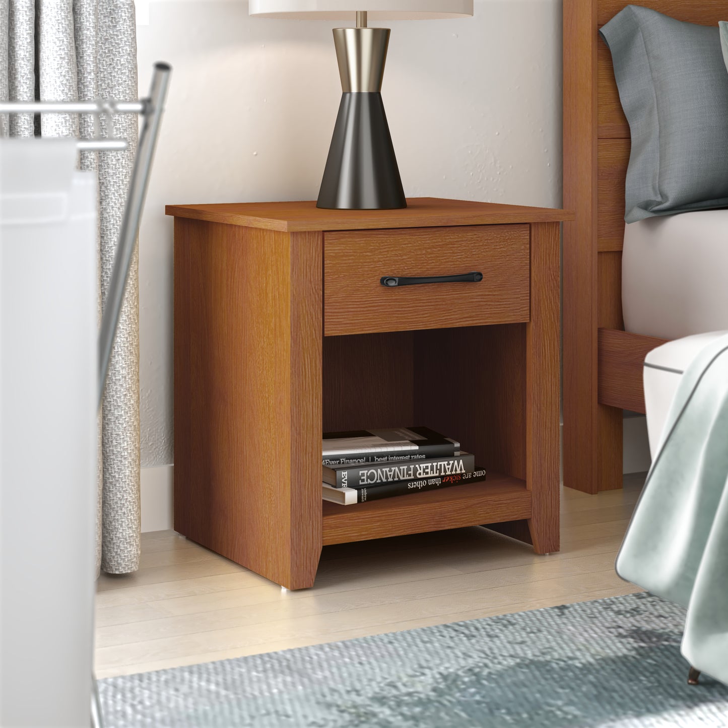 Galano Modern 1-Drawer Nightstand with Open Storage (Set of 2) 18.9" W × 16.5" D × 20.3" H