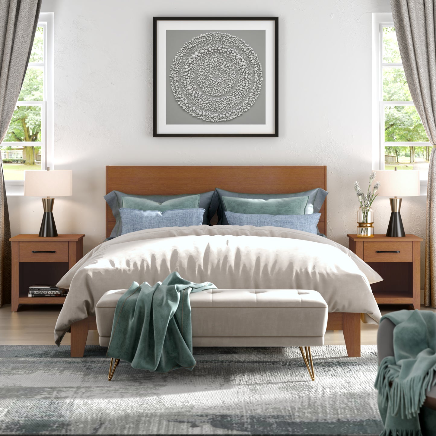 Galano Modern 1-Drawer Nightstand with Open Storage (Set of 2) 18.9" W × 16.5" D × 20.3" H