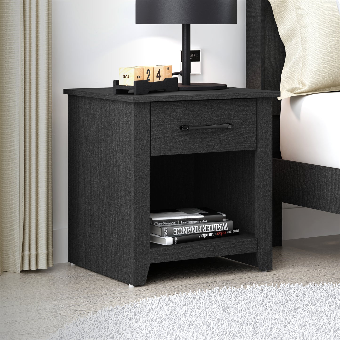 Galano Modern 1-Drawer Nightstand with Open Storage (Set of 2) 18.9" W × 16.5" D × 20.3" H