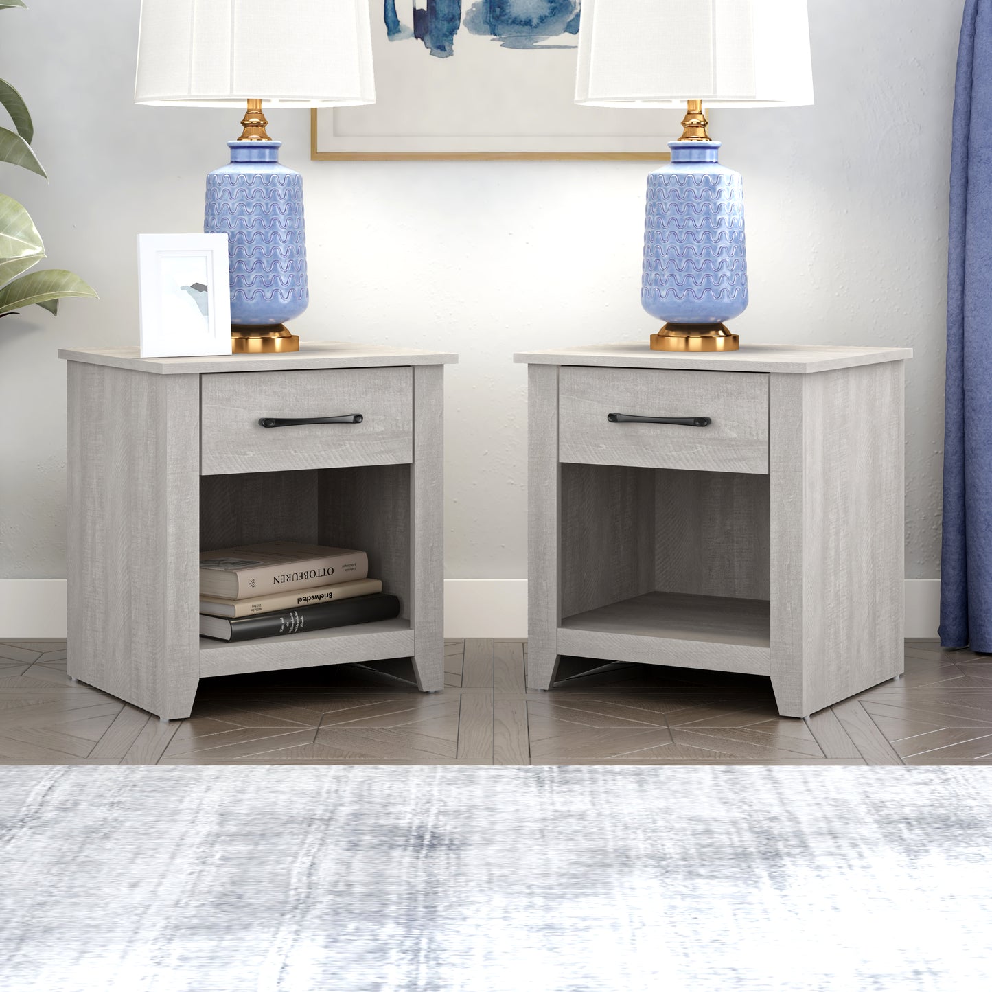 Galano Modern 1-Drawer Nightstand with Open Storage (Set of 2) 18.9" W × 16.5" D × 20.3" H