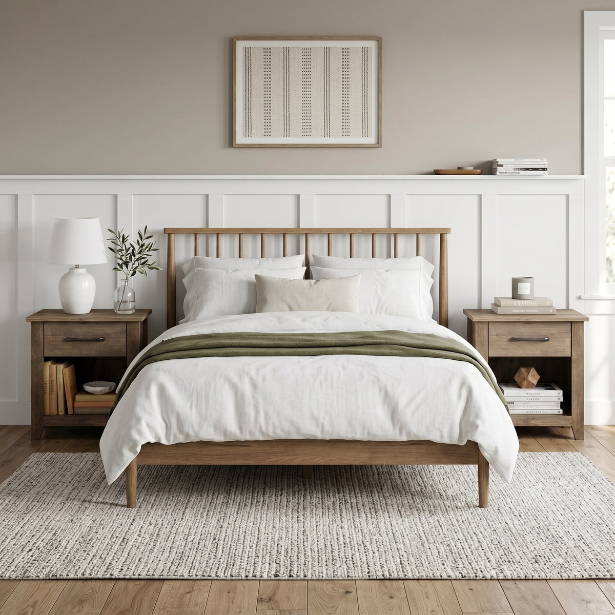 Galano Set of 2 Modern 1-Drawer Nightstands with Open Storage Shelf, 18.9" W x 16.5" D x 20.3" H