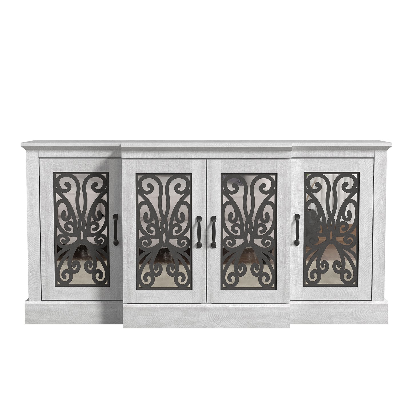 Galano Calidia 4 Door Wide Accent Sideboard - Dusty Grey Oak