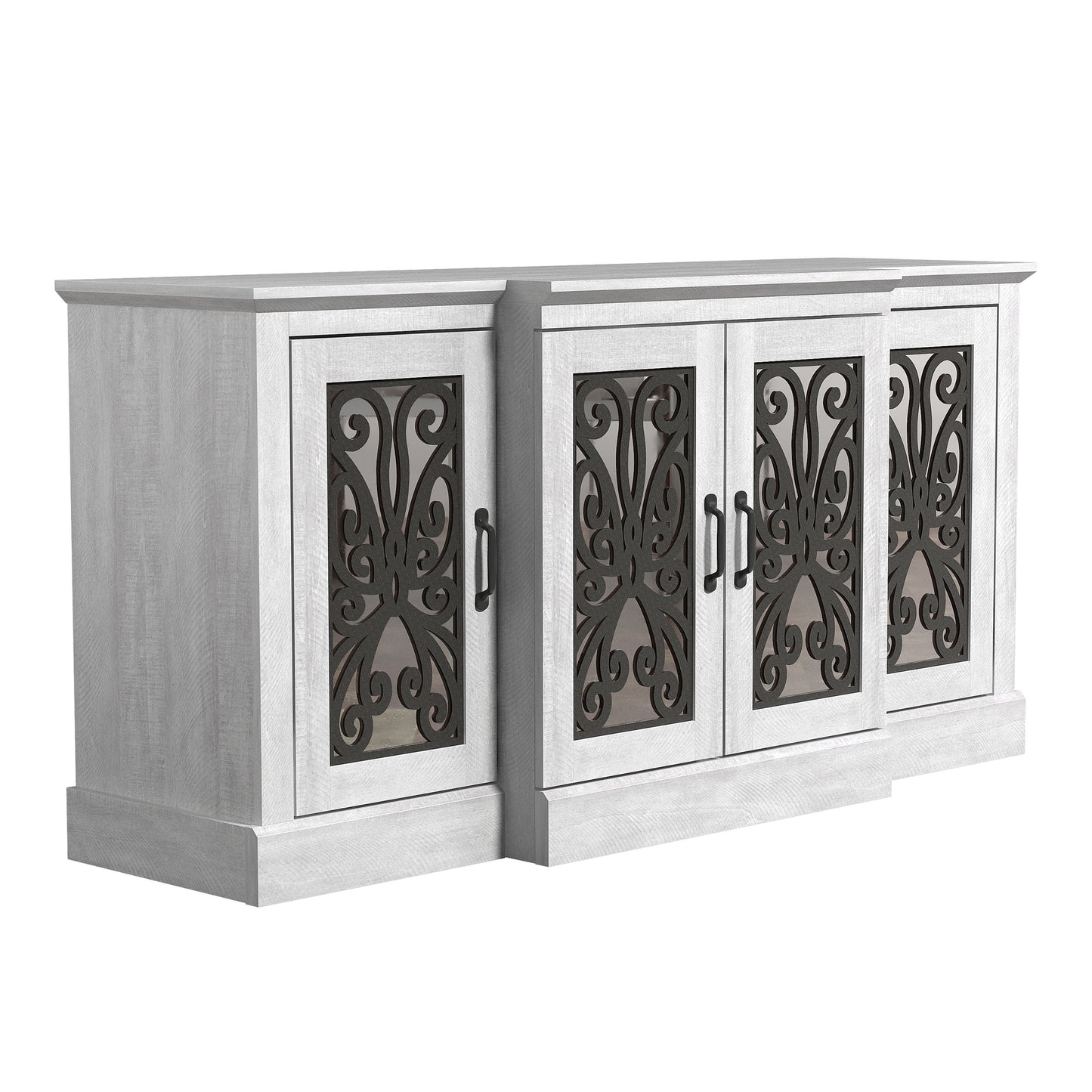 Galano Calidia 4 Door Wide Accent Sideboard - Dusty Grey Oak