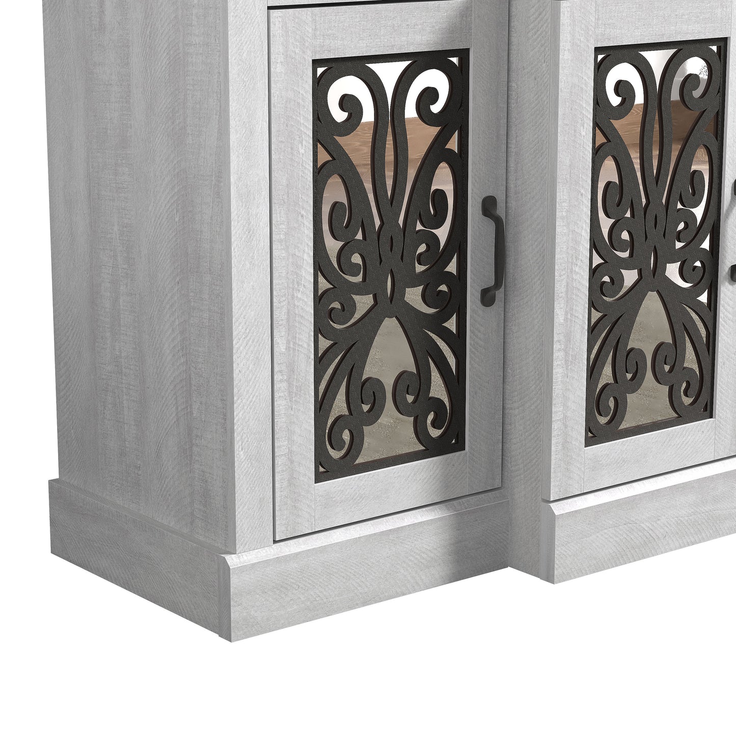 Galano Calidia 4 Door Wide Accent Sideboard - Dusty Grey Oak